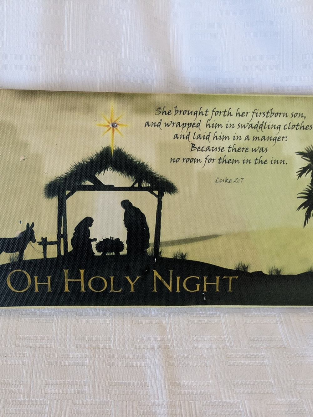 Oh Holy Night Nativity Canvas Wall Art - Gold and Black